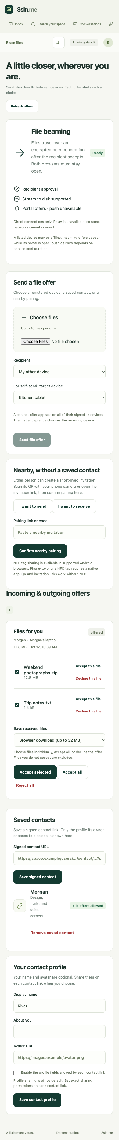 File sending on a narrow phone
