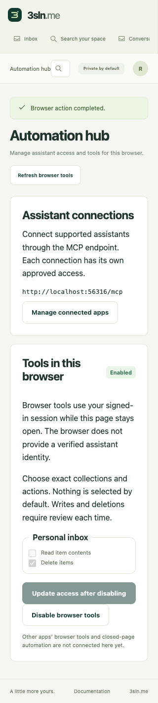 Browser automation on a narrow phone — simulated API fixture
