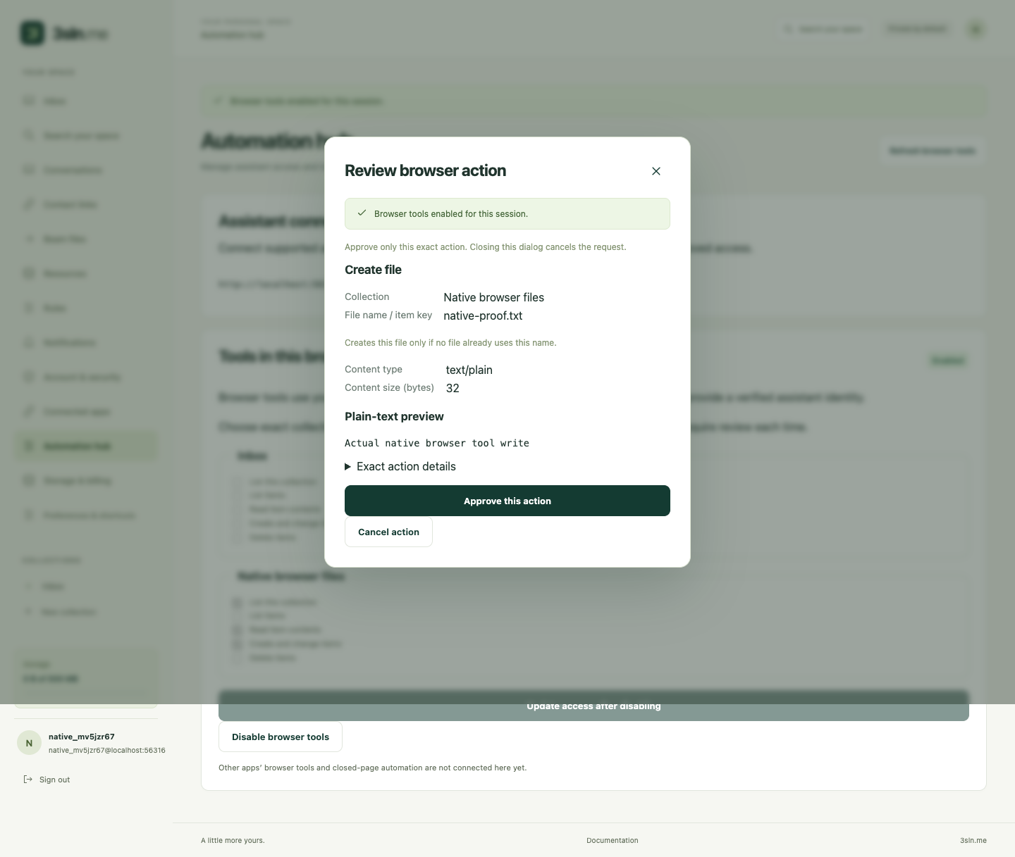 Review an actual native tool's file creation