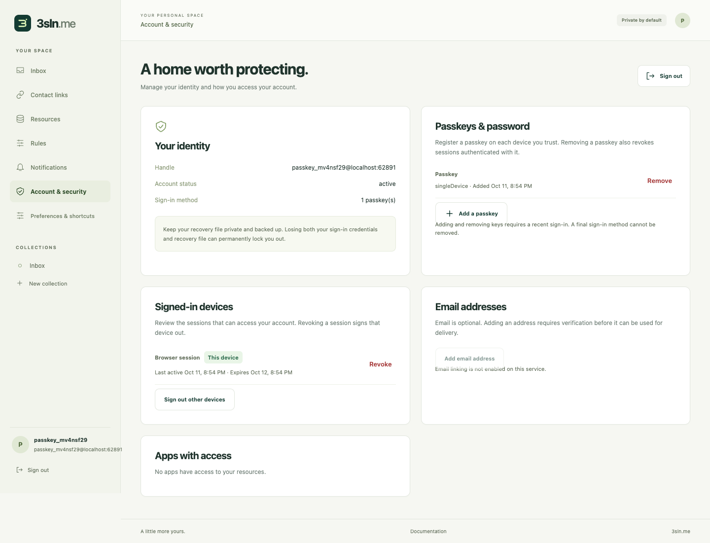 Manage access to the account